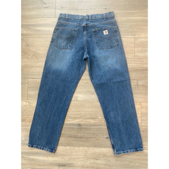 Carhartt Workwear Mens 35 x 30 Medium Wash Relaxed Fit B213 Blue Jeans - Picture 6 of 9
